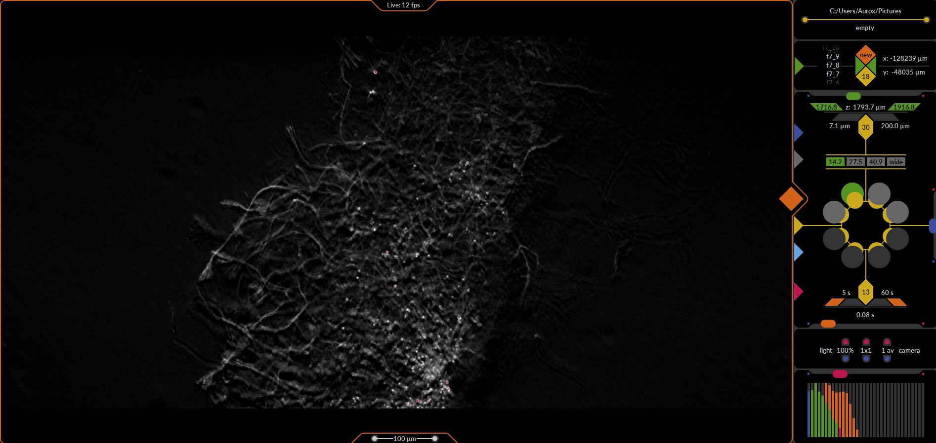 Live Mode: Real-time acquisition and monitoring.